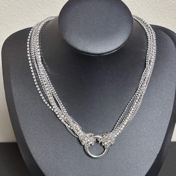Multichain Silver Tone Choker Necklace - Picture 1 of 7